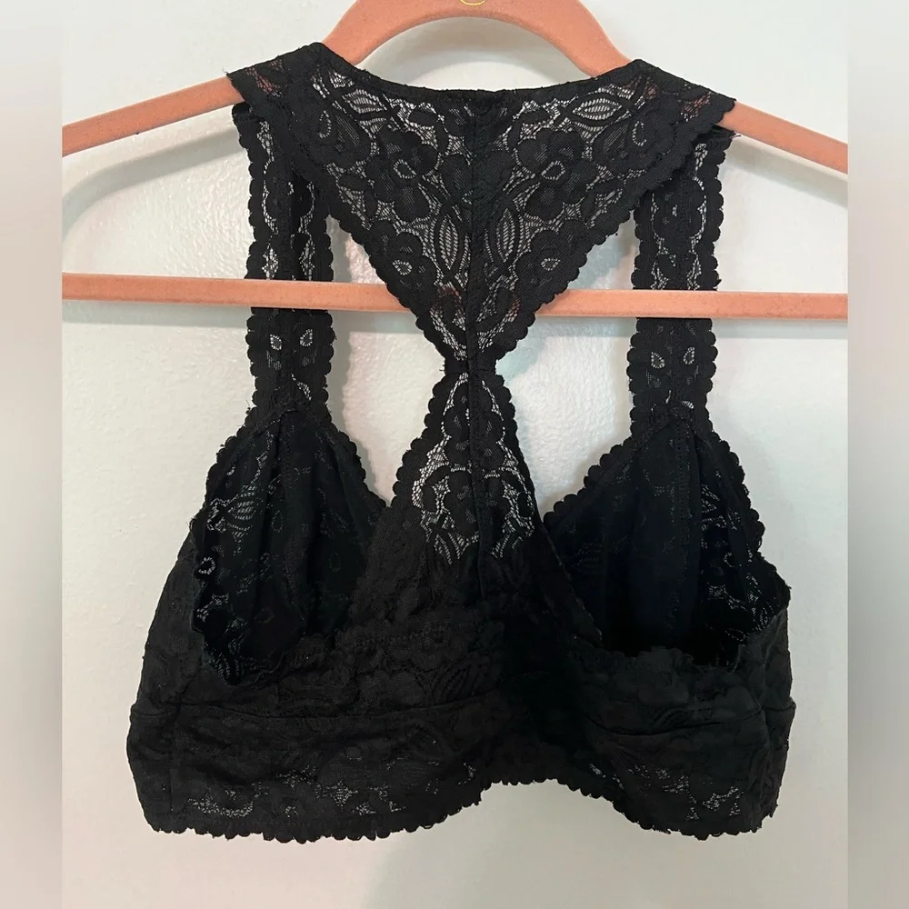 Free People Women's Galloon Lace Racerback - Black Sz Large - Picture 9 of 12